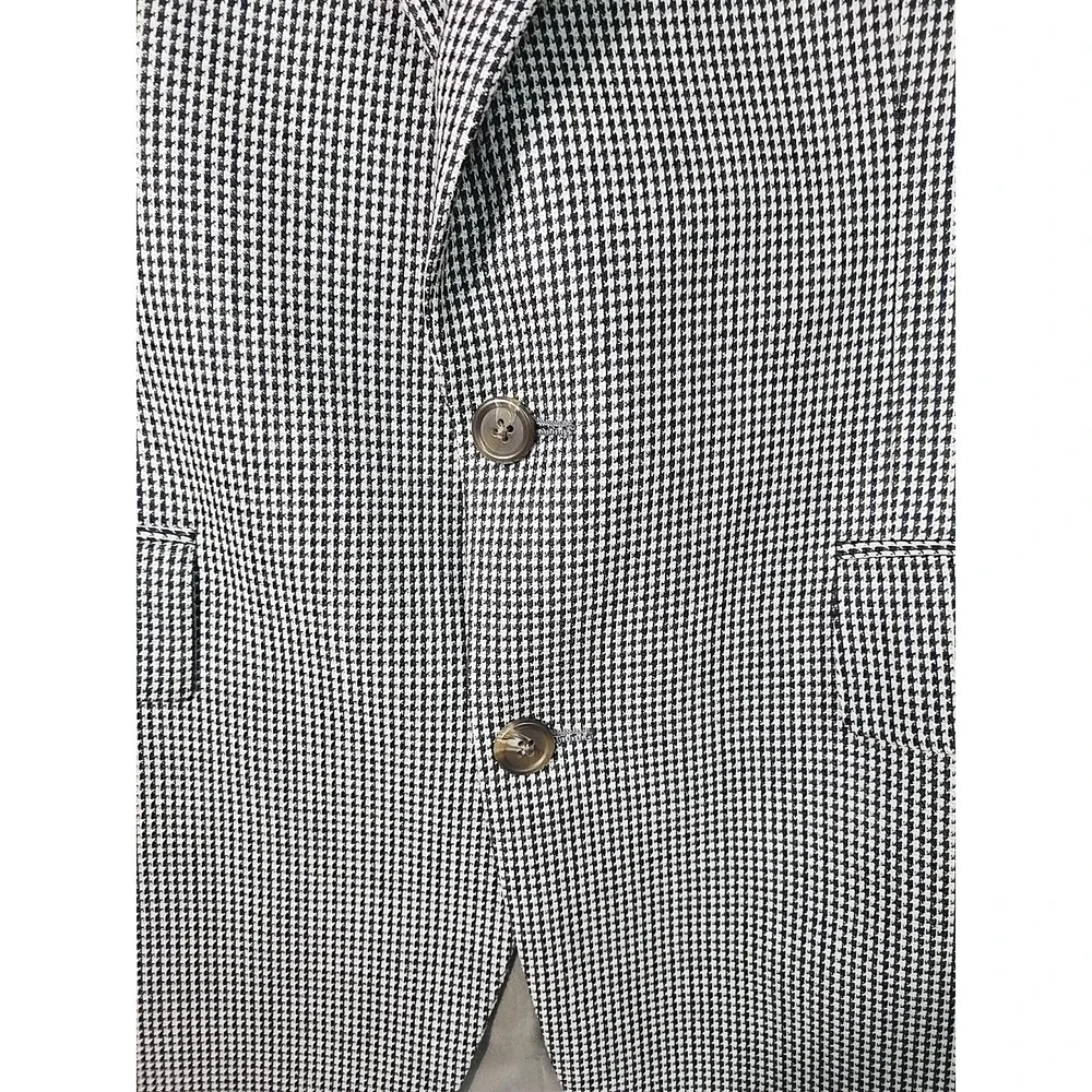 Vtg Chaps Ralph Lauren Men's 42R Beige Houndstooth Wool Blazer Sport Coat Canada